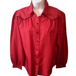 Panhandle Slim Blouse Vintage 70s 80s Red Black 12